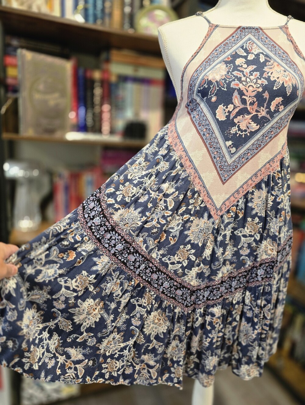 American Eagle Boho Floral Dress with Pink and Blue Accents - Picture 4 of 9